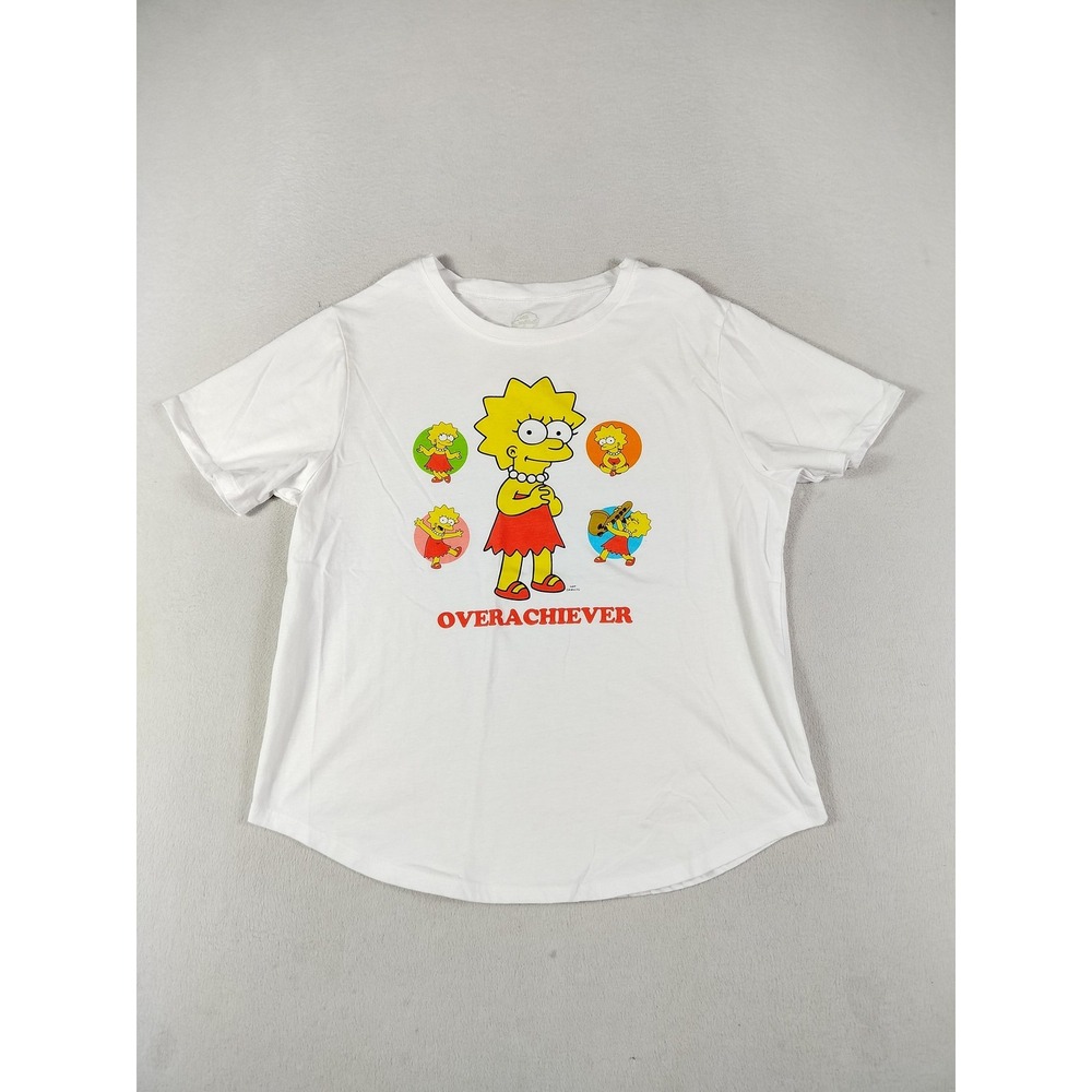 Lisa Simpson Overachiever Shirt Womens‎ 1X White Graphic The Simpsons TV